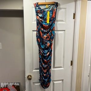 Catherine Malandrino Ruched Eva Dress in Sky Print Large